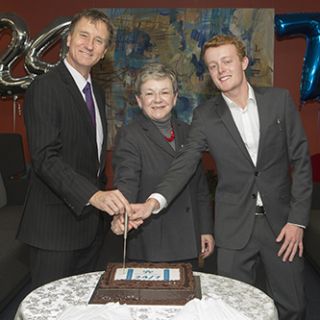 Deputy Vice-Chancellor (education) Nick Klomp, University Librarian Anita Crotty and UCSA president Jacob White at the opening of the new Library Commons area.  Photo: Michelle McAulay.