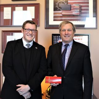 Mr Synnott and Democratic Congressman Mark DeSaulnier of California, in whose office he interned under the UCWIP program. - Photo: Jarred Synnott