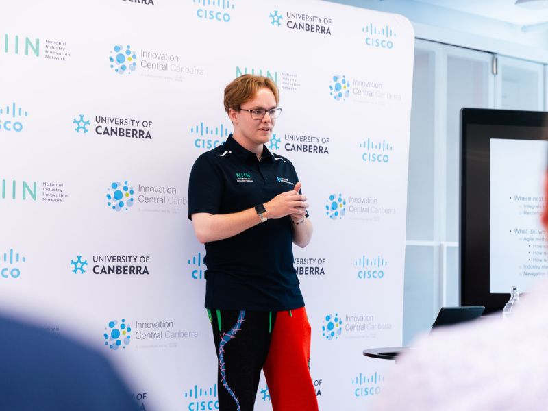 IT Student Ronan Richardson presenting his project