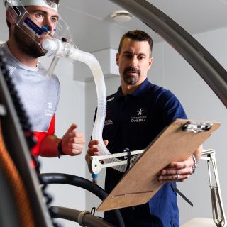 Professor Julien Périard putting someone through a VO2 max test