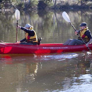 A two person canoe out on the Murrumbidgee River