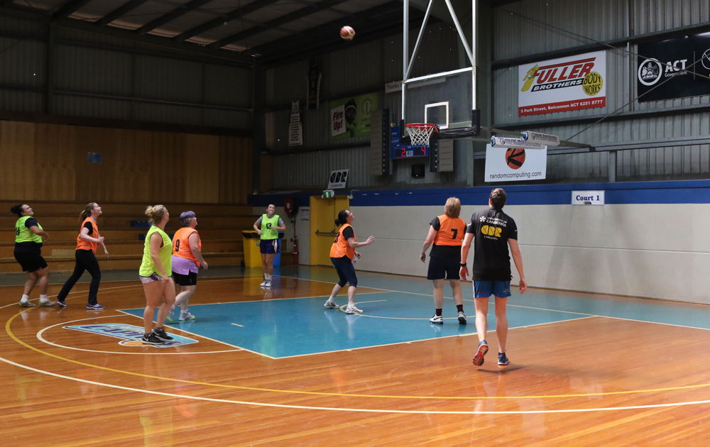 Kelsey Griffin takes part in a social game of basketball
