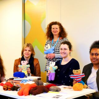 The University of Canberra's student-led knitting project is crafting Trauma Teddies for the Red Cross