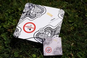 Car items which say Butt out boondah