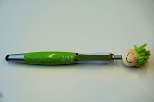 Green pen with cartoon figure attached which says Winnunga Nimmityjah Canberra Tackling Smoking