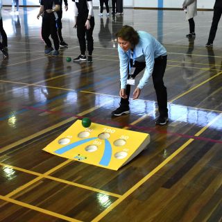 Attendees of a physical education conference try out an activity 