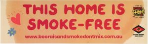 A sticker which says This home is smoke-free and the program website URL