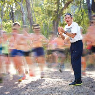 Dick Telford with a group of runners in a training session
