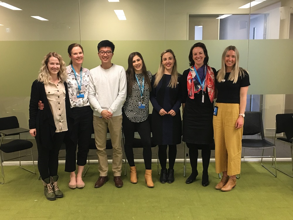 Some of the WOKE team (from left): Camilla Mead, Lucy Erickson, Tommy Choi, Emily Jacobs, Imogen Rizzo, Alexi O’Dea (Clinical Supervisor) and Anna Brichacek.