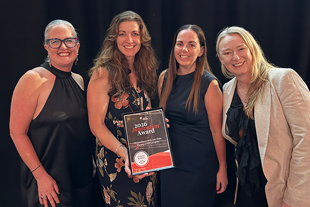 CPOP's Professor Kasia Bail and Dr Kelly Marriot-Statham with Kath Faulkner (left) and Tanya Davison (right) of Silverchain, one of the program's WA partners that adopted CPOP in 2023. CPOP's Professor Kasia Bail and Dr Kelly Marriot-Statham with Kath Faulkner (left) and Tanya Davison (right) of Silverchain, one of the program's WA partners that adopted CPOP in 2023.
