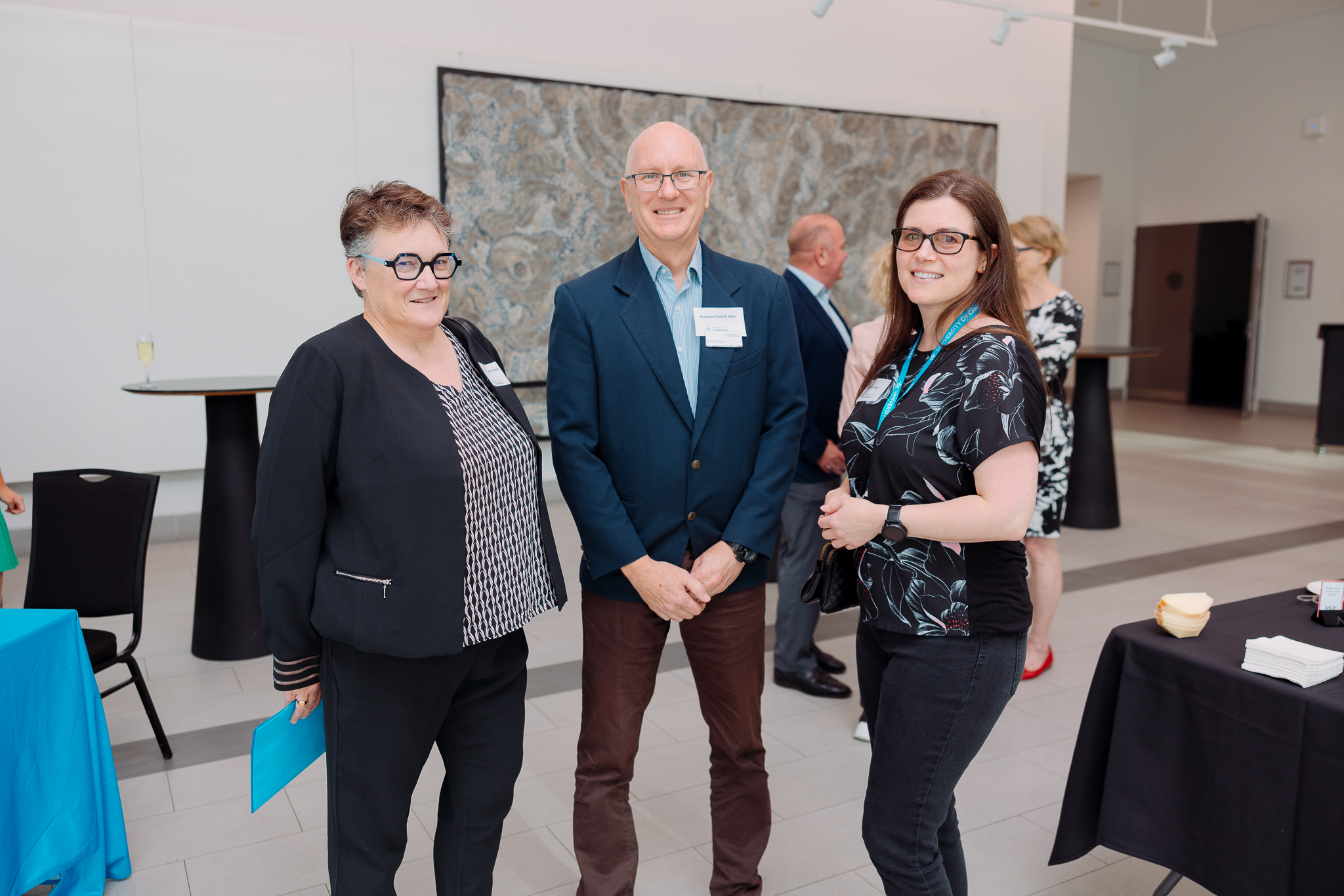 Professor Lucy Johnston, Adjunct Professor David Pyne and Dean of the College of Adjuncts Zoe Piper attending the Adjunct End Of Year Reception.