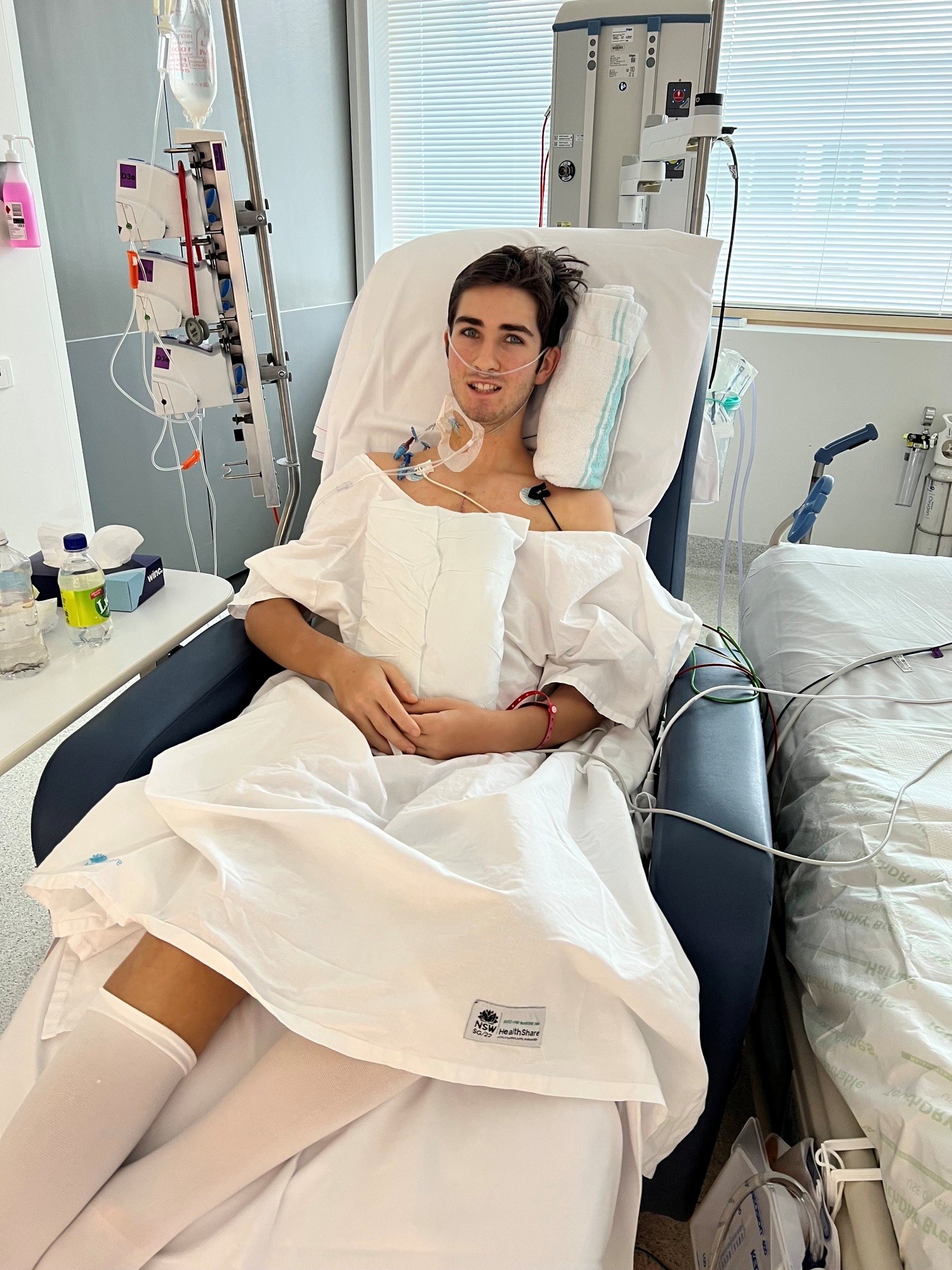 Toby recovering in hospital after open heart surgeryToby competing in the NSW All School Cross Country