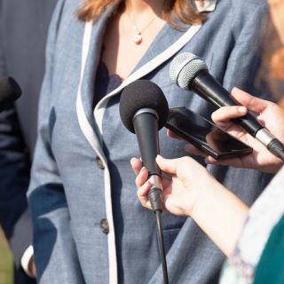 Female politician being interviewed