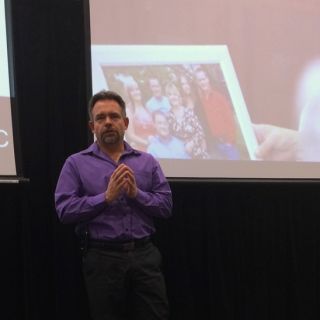 PhD candidate Sean Dicks delivers his pitch