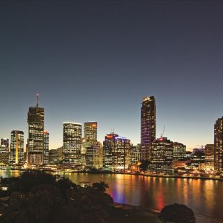The Brisbane skyline by night