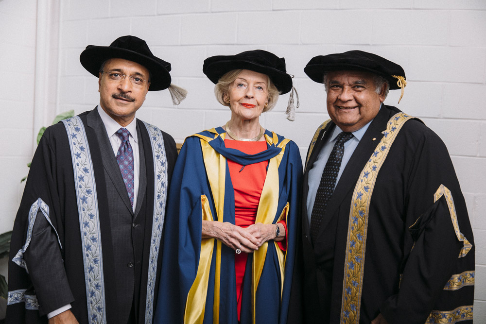 Vice-Chancellor Professor Deep Saini, Dame Quentin Bryce and Chancellor Professor Tom Calma