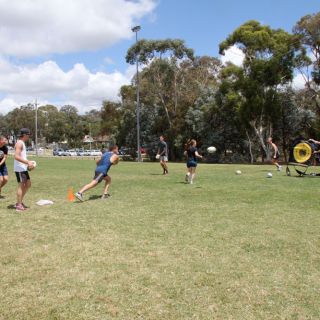 Students playing rugby at the Sports Day