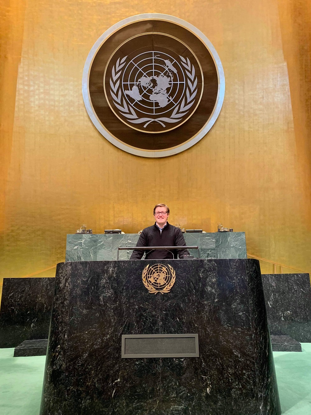 Mr Synnott at the podium of the UN General Assembly. - Photo: Jarred Synnott